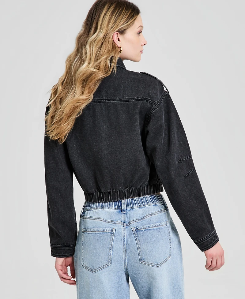 And Now This Women's Denim Zip-Front Moto Jacket, Macy's Exclusive