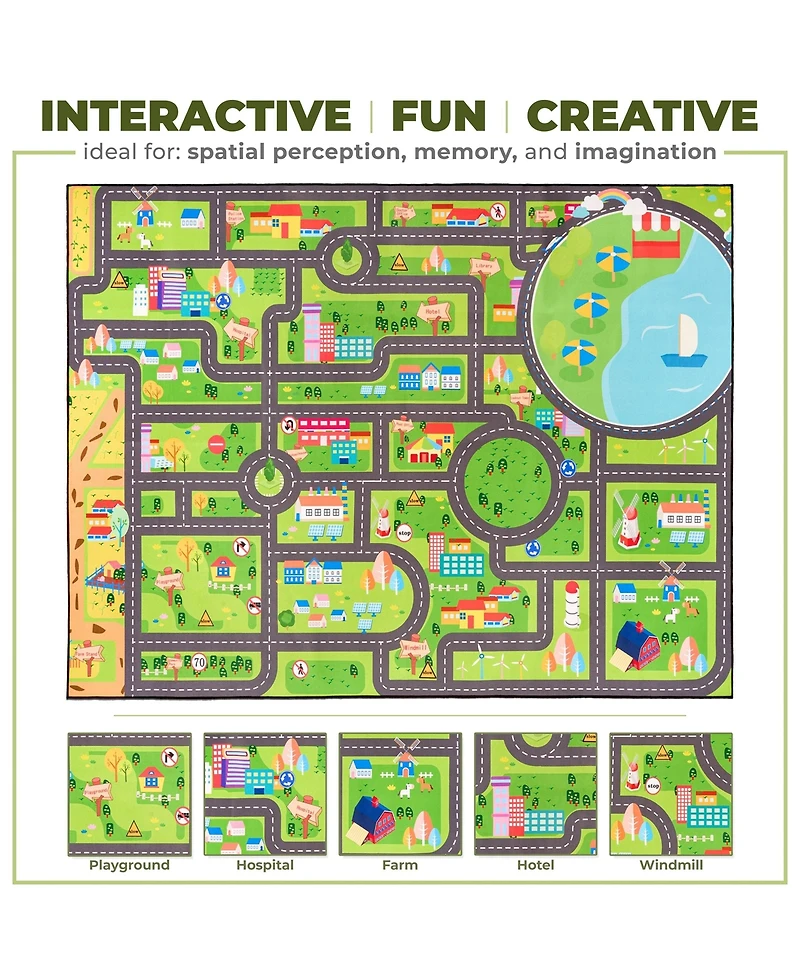 Sorbus 32"x60" City Roads Themed Washable Rug for Kids