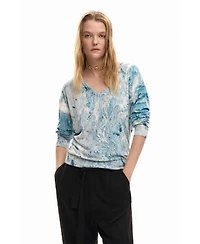Desigual Women's V-neck sweater with abstract print