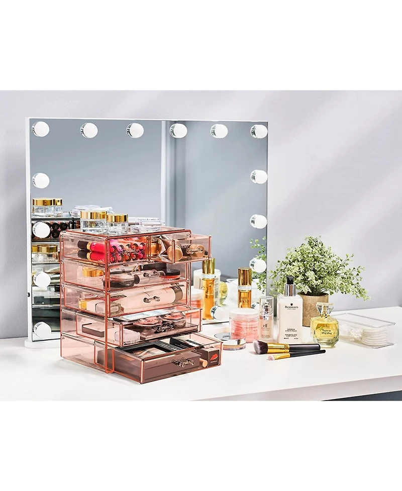 Sorbus 6 Drawer Acrylic Makeup Organizer Case for Cosmetics, and jewelry - Drawers with Diamond Detail