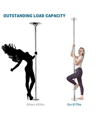 Yescom 3 Pack 9.25 Ft Spinning Static Dancing Pole Kit for Fitness Studio Club Silver