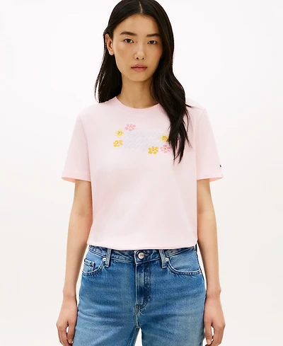 Tommy Hilfiger Women's Graphic Floral Crew Neck T-Shirt