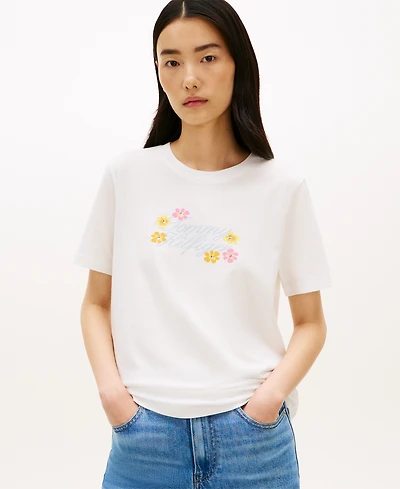Tommy Hilfiger Women's Graphic Floral Crew Neck T-Shirt