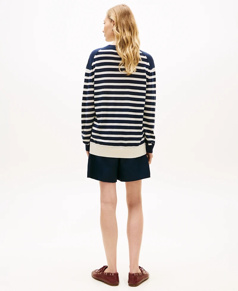 Tommy Hilfiger Women's Monogram Script Striped Sweater