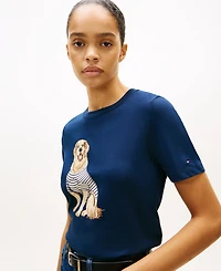 Tommy Hilfiger Women's Graphic Dog Print T-Shirt
