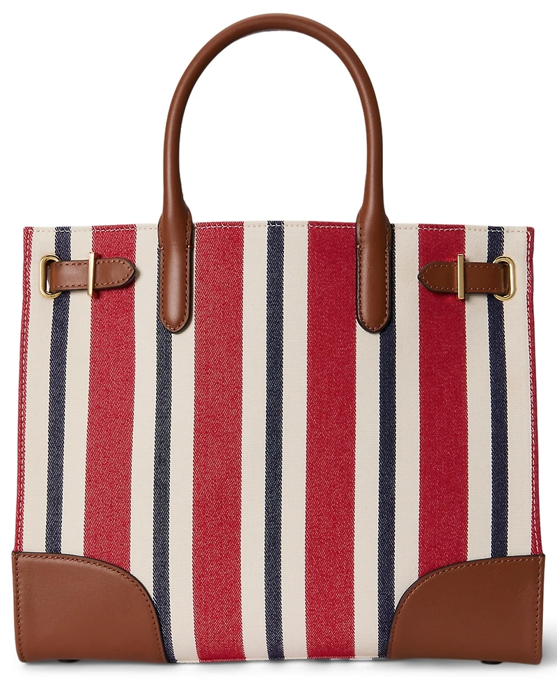 Lauren Ralph Lauren Striped Canvas Small Devyn Tote Bag