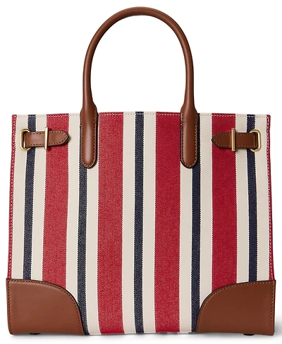 Lauren Ralph Lauren Striped Canvas Small Devyn Tote Bag