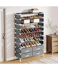 Tribesigns 10-Tier Shoe Rack, with 4 Bins Drawers, for 32 Pairs Shoes