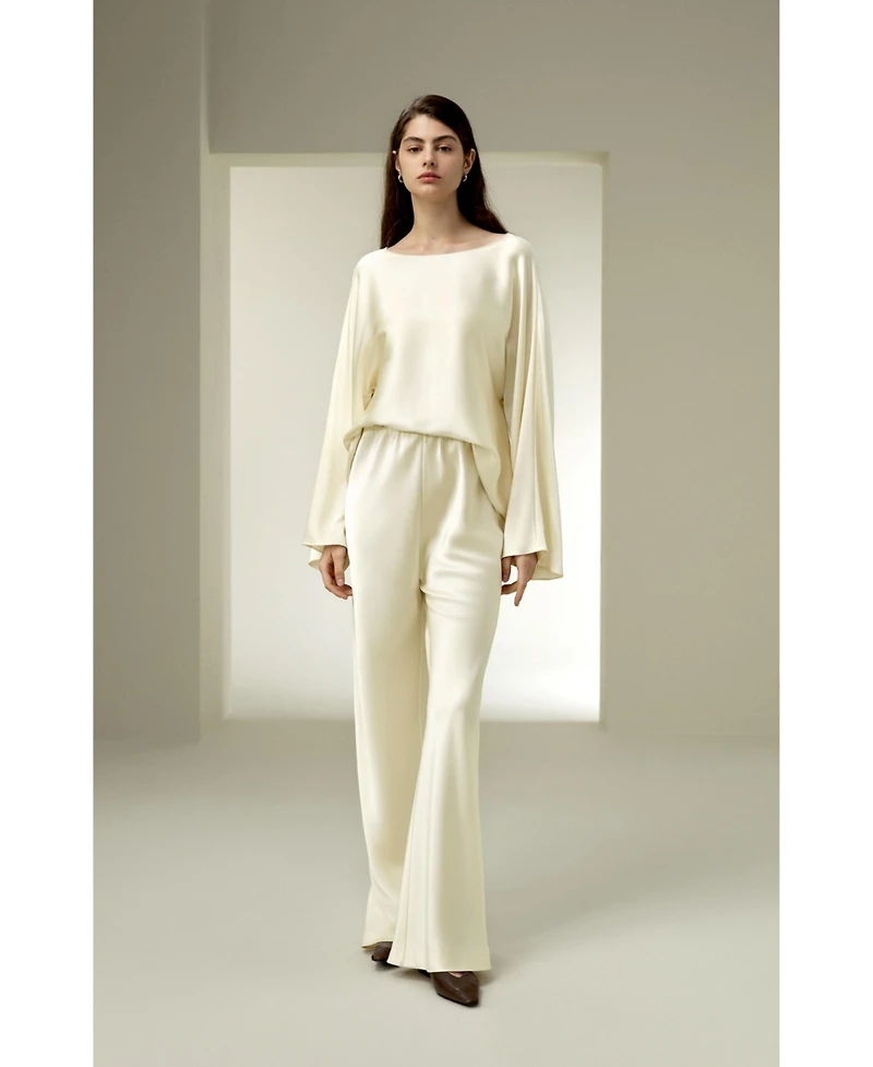 Lilysilk Women's Silk Charmeuse Crewneck Blouse