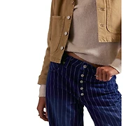 Free People Juniors' Striped Mid-Rise Jeans