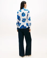 Tommy Hilfiger Women's Printed Button-Front Roll-Tab Shirt