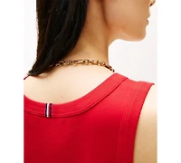 Tommy Hilfiger Women's Mix Media Pleated Sleeveless Midi Dress