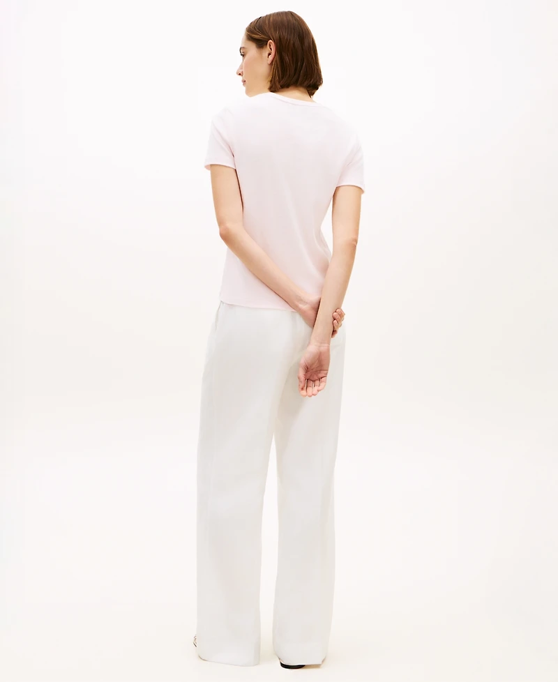 Tommy Hilfiger Women's Rib Crewneck Short-Sleeve Slim T-Shirt