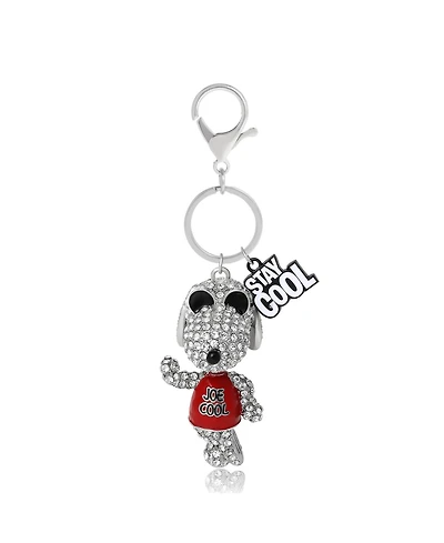 Peanuts Snoopy 'Joe Cool' Crystal Keychain with Stay Cool Tag, Silver Tone