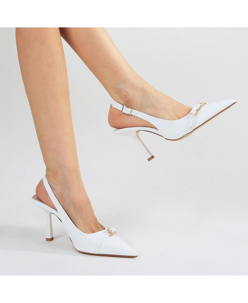 Berness Women's Coraline Slingback Heels with Ornamental Buckle