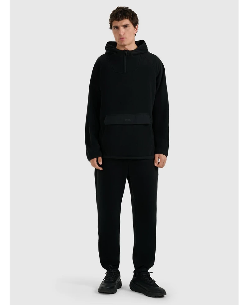 4F Men's regular fleece with hood - black