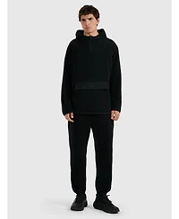 4F Men's regular fleece with hood - black