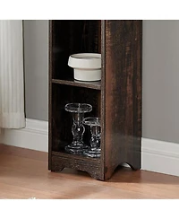 Kings Brand Furniture - Mora 6 -Tier Tall Narrow Storage Shelves Media Bookcase, Slim Freestanding Bookshelf, White