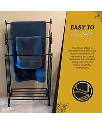 Kings Brand Furniture Pewter Metal Towel Racks for Bathroom with Shelf - 3 Long, Sturdy, Versatile & Modern Towel Rack with Storage Shelf