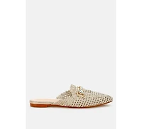 London Rag Womens Roboma Metallic Woven Diamante Mules
