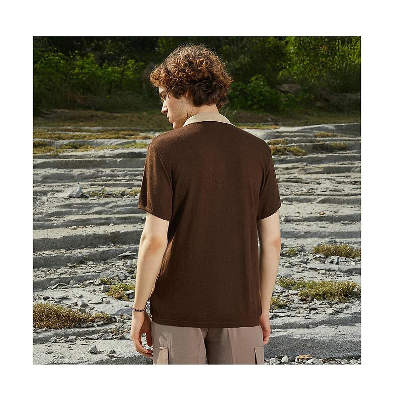 Campus Sutra Men's Block-Knit Slim-Fit Shirt