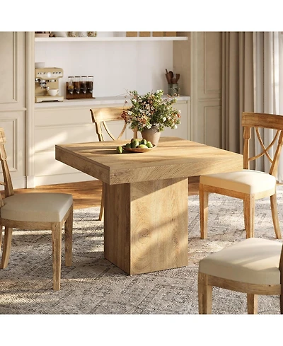 Tribesigns 39-Inch Square Dining Table for 4, Farmhouse Small Kitchen Dinner Eating Table with Sturdy Pedestal Base