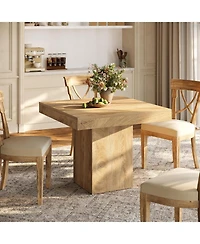 Tribesigns 39-Inch Square Dining Table for 4, Farmhouse Small Kitchen Dinner Eating Table with Sturdy Pedestal Base