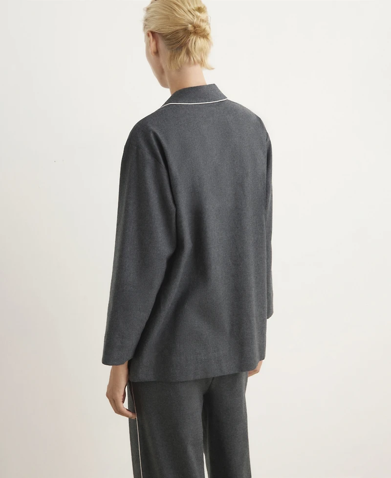 Mango Women's Contrasting Piping Cotton Flannel Shirt