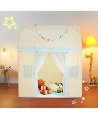 Mecale Kids Play Tent, Ages 1-5, Includes Mat & Tent Light, Windowed Indoor/Outdoor Playhouse Tent, Beige