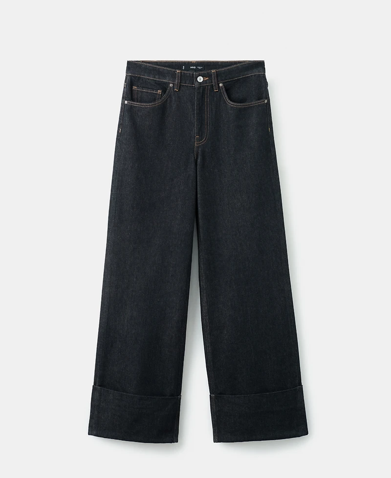 Mango Women's Turned-Up Straight Jeans