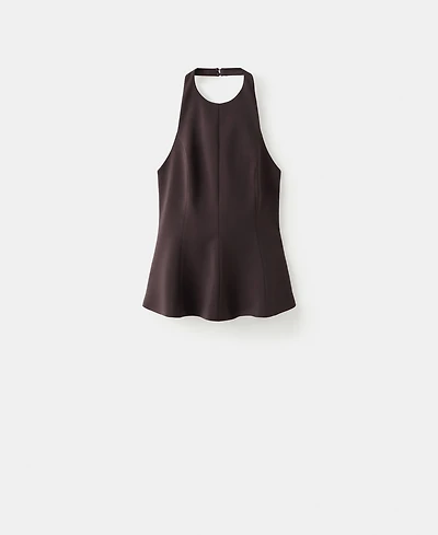 Mango Women's Halter Neck Peplum Top