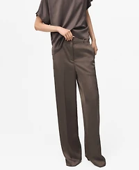 Mango Women's Satin Straight-Fit Pants