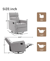 Boyel Living Modern Upholstered Nursery Chair Rocker Plush Seating Glider Swivel Recliner Chair
