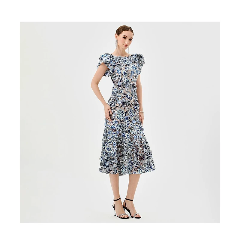 Bariano Women's Peri Flutter Sleeve Midi Dresses