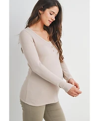 Hello Miz Womens Henley Long Sleeve Maternity Nursing Top