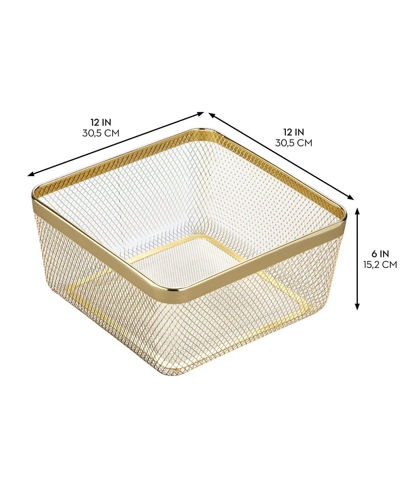 mDesign Metal Mesh Pantry Basket for Kitchen Storage - Set of 2 - Gold