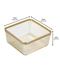 mDesign Metal Mesh Pantry Basket for Kitchen Storage - Set of 2 - Gold