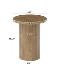 Tribesigns Round Side Table for Living Room, Farmhouse Small End Table with Fluted Base, 20-Inch Rustic Brown Nightstand, Accent Furniture