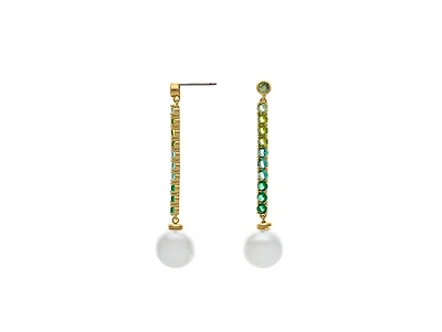 Rivka Friedman Green Gradient Line Drop Earring with Pearl Detail