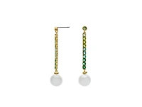 Rivka Friedman Green Gradient Line Drop Earring with Pearl Detail