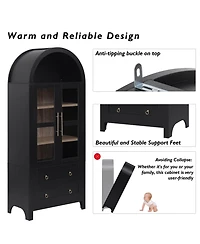 Boyel Living 71" Tall Arched Kitchen Pantry Cabinet with 2 Large Drawers, Adjustable Shelves, Glass Door, Wood Versatile Cupboard