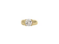 Rivka Friedman Round Semi-Bezel Set Cubic Zirconia Solitaire Ring