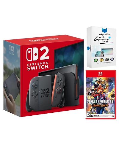 Nintendo Switch 2 Video Game Console with Street Fighter 6 and MightySkins Code Bundle