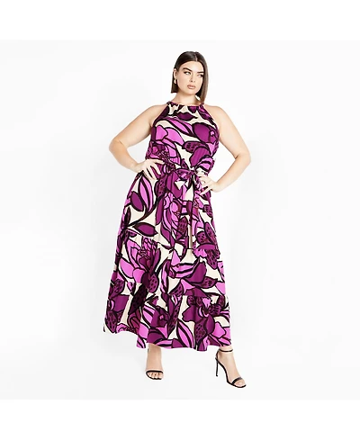 City Chic Plus Halter Print Maxi Dress