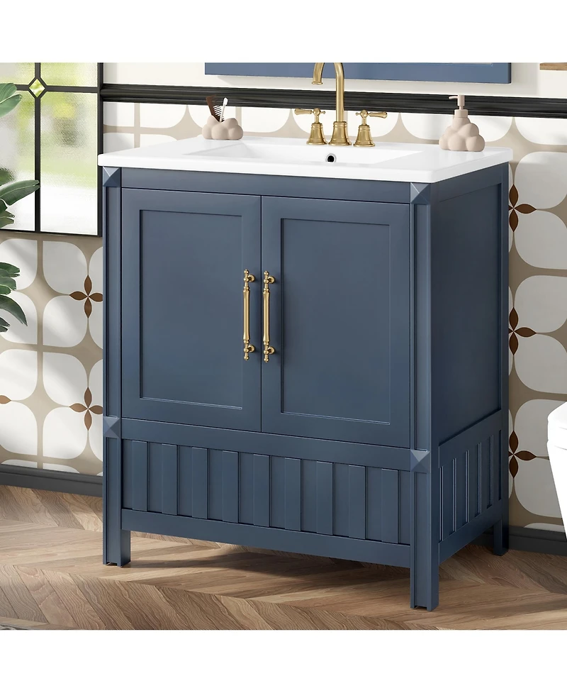 Cesicia 30 in. Bathroom Vanity with Sink, Multi-functional Bathroom Cabinet with Doors, Storage Shelves and Drawers