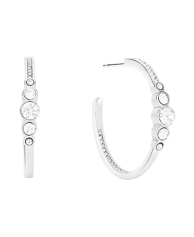 And Now This Crystal Post C Hoop Earrings