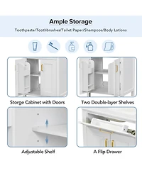 Cesicia 24 in. Bathroom Vanity Combo with Ceramic Sink, Luxurious Space-Saving Vanity with 2 Soft Close Doors