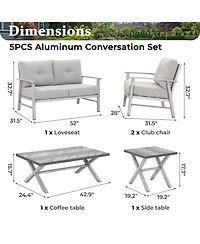 Mondawe 5-piece Aluminum Patio Conversation Set with Loveseat