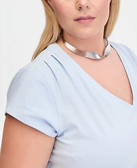 I.n.c. International Concepts Plus V-Neck Pleated-Side T-Shirt, Macy's Exclusive