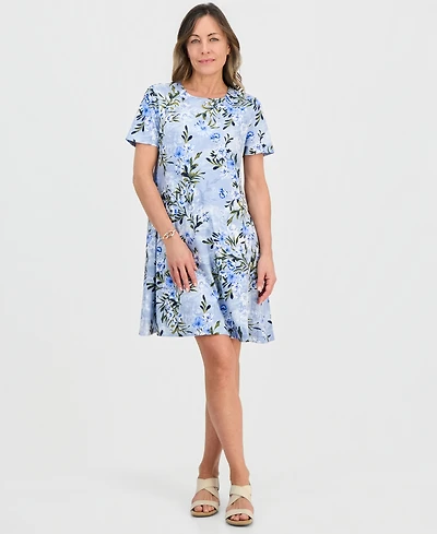 Style & Co Petite Short-Sleeve Floral T-Shirt Dress, Created for Macy's